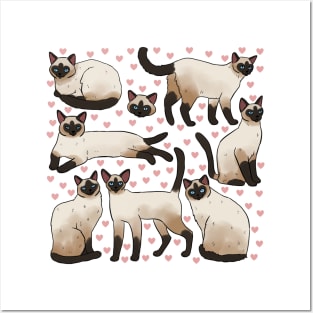 Cute Siamese cat illustration Posters and Art